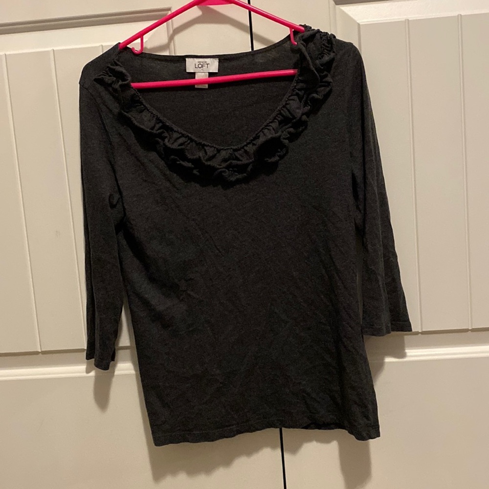 Charcoal gray ruffled shirt